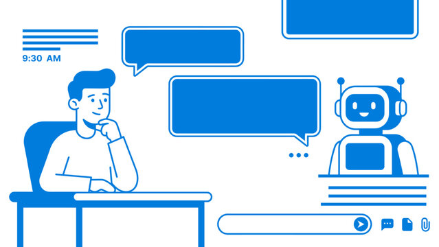 AI Chatbot Conversation Interface with User Communication Vector Illustration
