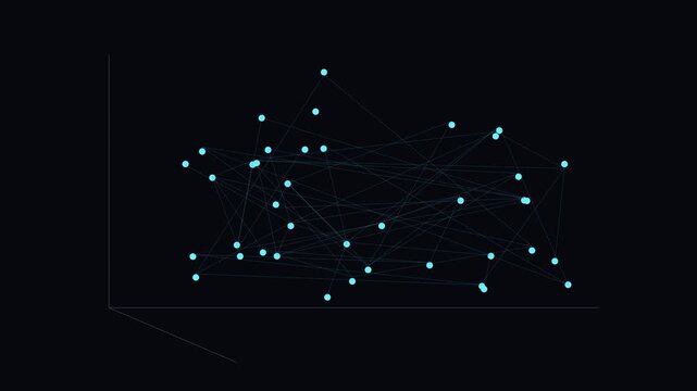 Abstract 3 d network connection graph with glowing nodes and lines for data visualization and digital technology concepts animation 4k