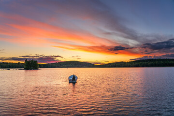 Hallangen lake at sunset. Kalmar region. Sweden © Pawel Pajor