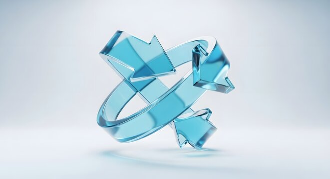 Blue glass arrows in a circular cycle