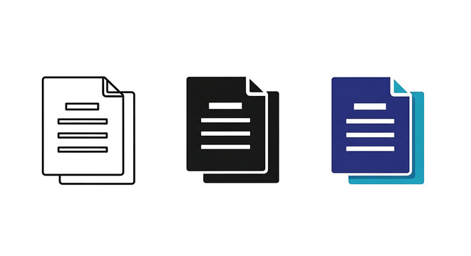 Stacked documents file icons displaying different graphic styles for data organization with documents business organized information collection paperwork