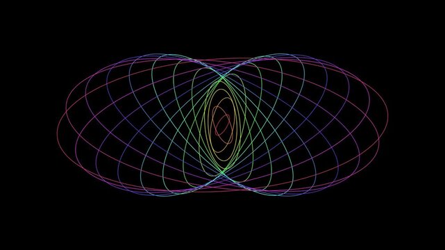 Abstract rainbow geometric spirograph animation rotating circular lines 4k colorful