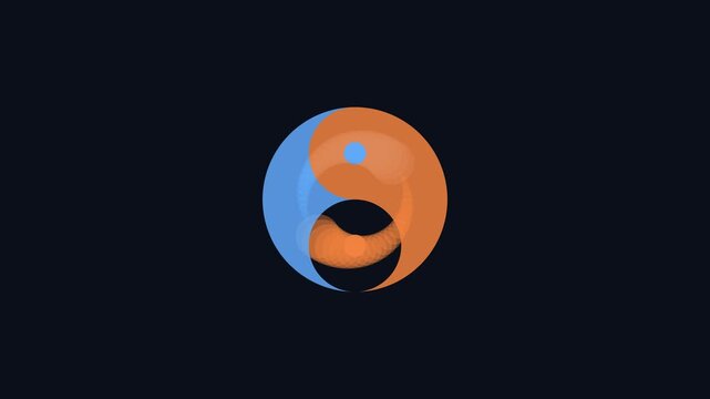 Abstract yin yang motion with rotating geometric circles and fluid transition animation 4k motion animation
