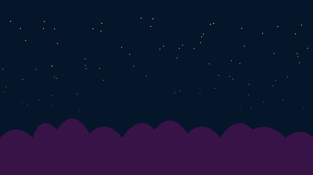 Animated night sky with twinkling stars and purple clouds animation 4k background