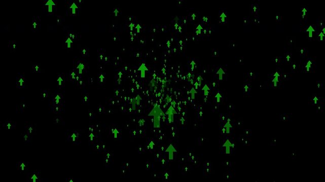 A multitude of upward arrows looming toward the viewer, alpha channel