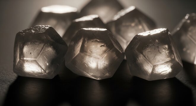 Close-up of rough uncut diamonds with natural facets and inclusions.