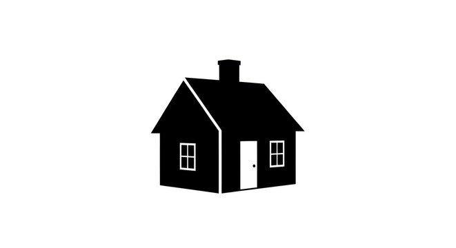Simple black house icon silhouette graphic.