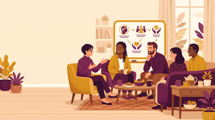 Fototapeta premium Group therapy session with diverse people discussing ideas