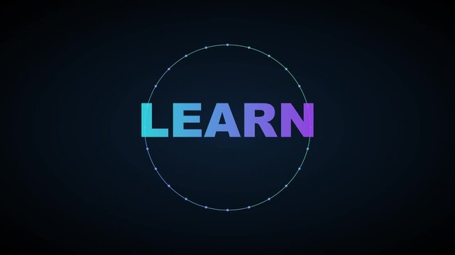 Learn gradient typography motion with circular loading for education and e-learning projects animation 4k