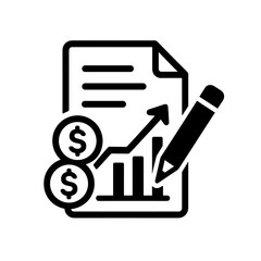 Report chart showing upward financial growth trends is being analyzed with a pencil for business planning. © Digital assets