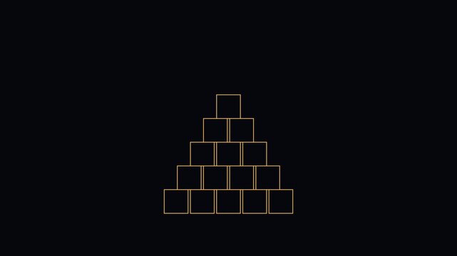 Minimalist golden cube pyramid animation building success concept 4k cubes blocks
