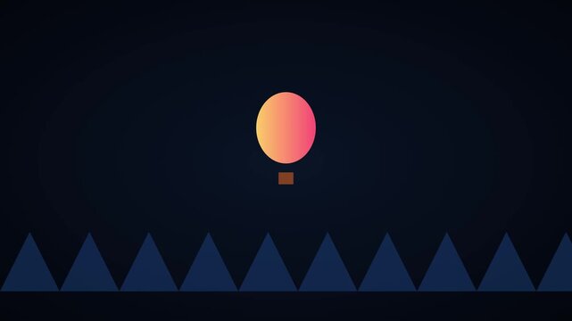 Minimalist hot air balloon floating over geometric mountains motion animation 4k motion flat geometric