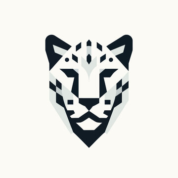 Geometric stylized snow leopard head logo with sharp angles and a minimalist design.