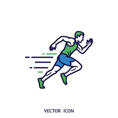 Obraz premium Male athlete sprinting in minimalist line art vector style