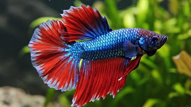 Slow Motion Close Up of a Betta Fish Spreading Its Fins Gracefully