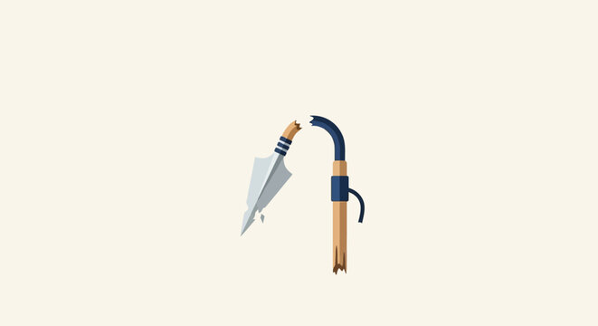 Illustration of a traditional spear and hook tool.