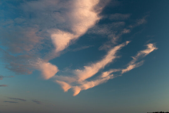 Canada, BC, Sunshine Coast, Sechelt.  Enigmatic cloud formation over the Strait of Georgia.