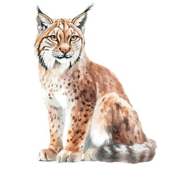 Lynx, watercolor clipart vector, isolated on a white background. © azendia