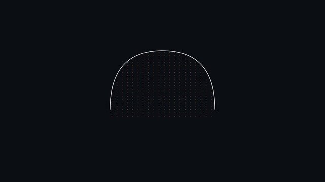 Minimalist loading animation with dotted semicircle progress indicator on dark 4k background