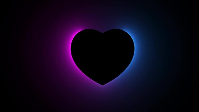 Glowing neon frame with love shape on transparent background. Blue and pink neon lights circling heart shaped frame on transparent background. Neon light heart shaped border frame