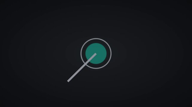 Minimalist loading spinner animation with rotating clockwise needle on dark 4k background, progress indicator