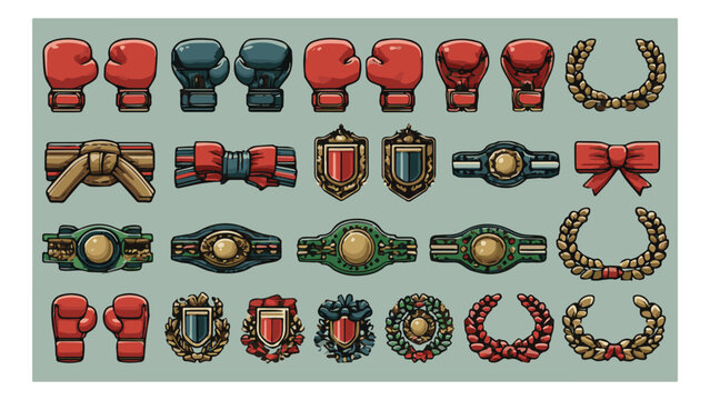 Retro video game controller buttons and accessories in pixel art style for gaming design