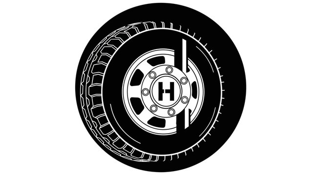 Car tire wheel rim and brake disk icon.