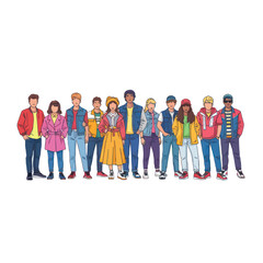 Fototapeta premium Diverse Group of Teens in Retro Fashion