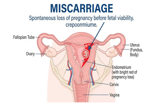 Illustration showing spontaneous pregnancy loss before viability.