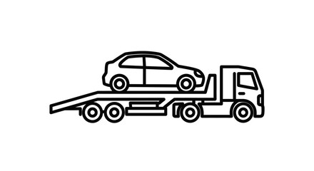 Fototapeta premium Multi car transporter semi trailer truck icon.