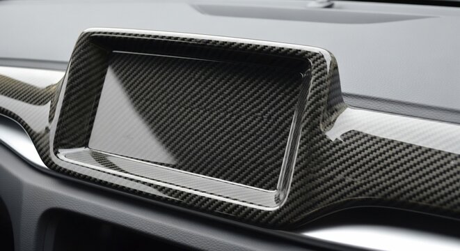 Carbon fiber car interior trim panel detail