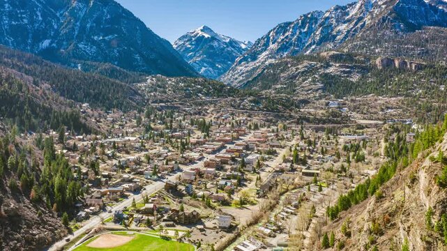 Snow-capped mountains on a sunny day Ouray Colorado
