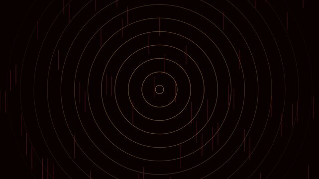 Abstract concentric circles and vertical lines motion background, minimalist digital technology animation 4k