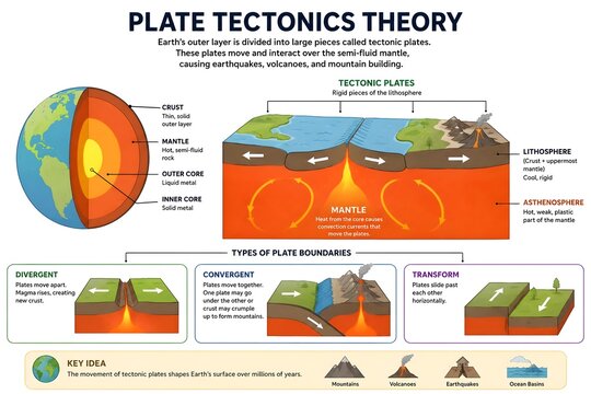 Earth Science Infographic of Lithosphere Floating on the Mantle
