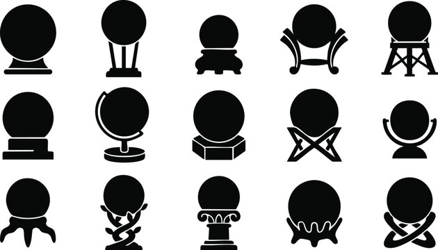 Crystal ball collection diverse icon set for mysticism fortune telling and spiritual practices
