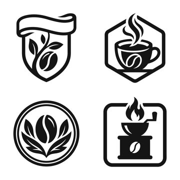 Coffee Beans and Brewing Symbols.