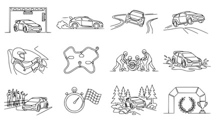 Car Racing Icons: Rally, Speed, Victory, and Sports Concepts © Qita