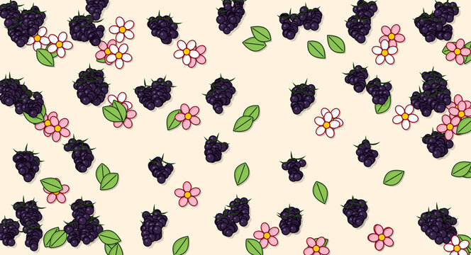Procedural art of Blackberry seamless pattern crips background