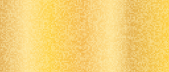 Gold disco party pattern. Yellow square sequin mosaic texture background. Abstract golden shining glitter halftone wallpaper. Pop up comic sparkling glitter backdrop. Retro vector design template © Adinda