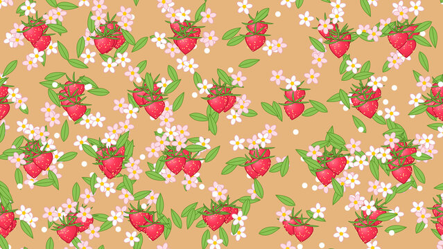 Procedural Art, Seamless pattern of straberry background crips style