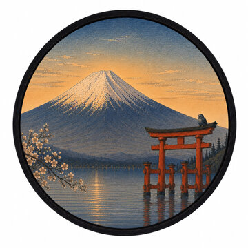 名称未設定のデザイン - 1
Traditional Japanese Mount Fuji Sunset with Torii Gate and Small Sazanami Parrot
富士山とサザナミ