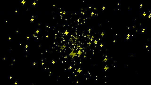 A multitude of lightning bolts looming toward the viewer, alpha channel