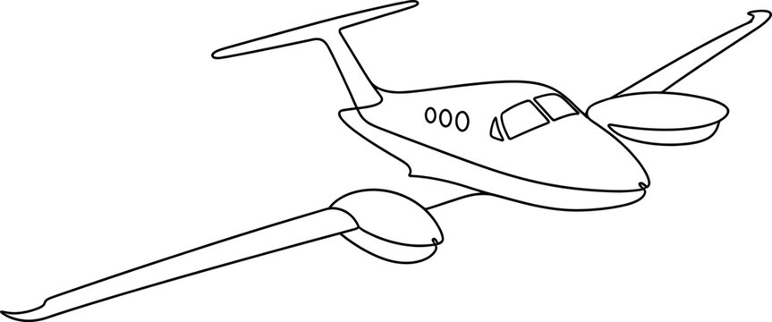 Private jet ari plan line icon business aircraft outline vector illustration 