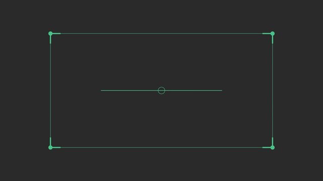 Minimalist digital hud interface rotating line with corner frame markers animation 4k