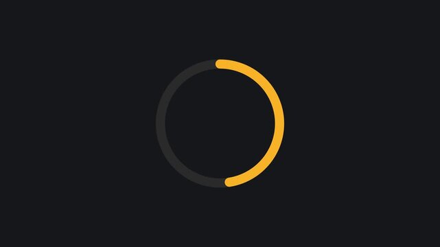 Minimalist circular loading spinner animation on dark 4k background, progress circle