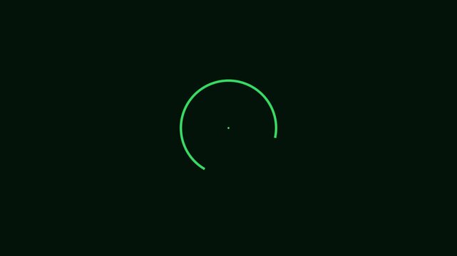 Minimalist green checkmark loading animation loop on 4k black background, circle