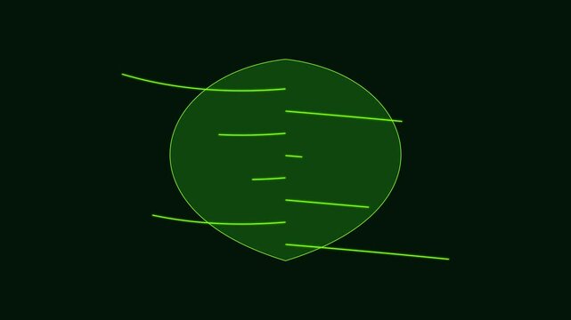 Minimalist green digital radar scan animation with pulsing data lines and geometric interface overlay 4k