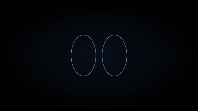 Minimalist neon infinity symbol animation: glowing blue ellipses loop on dark 4k background