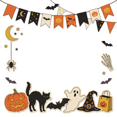 Fototapeta premium Halloween illustration with spooky elements and festive decorations