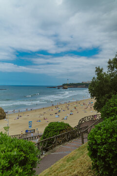 Crowded Beach in Biarritz, France